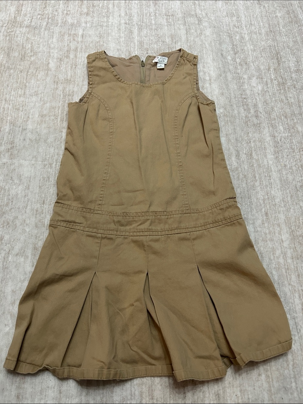 1989 Place Girls Tan Pleated Sleeveless Dress